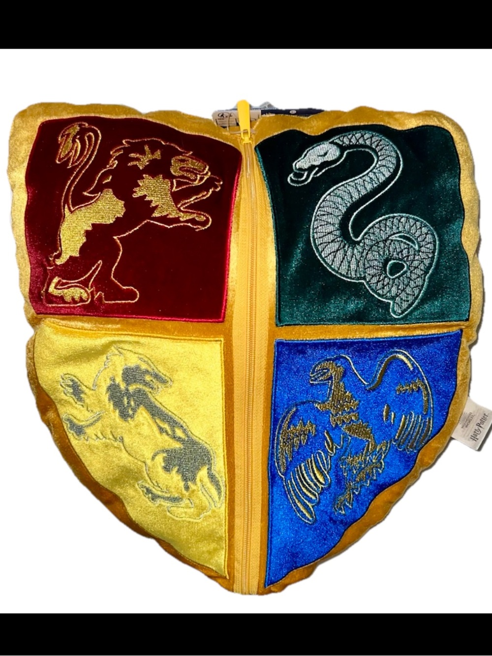 Harry Potter House Crest Pillow with Golden Snitch Plush